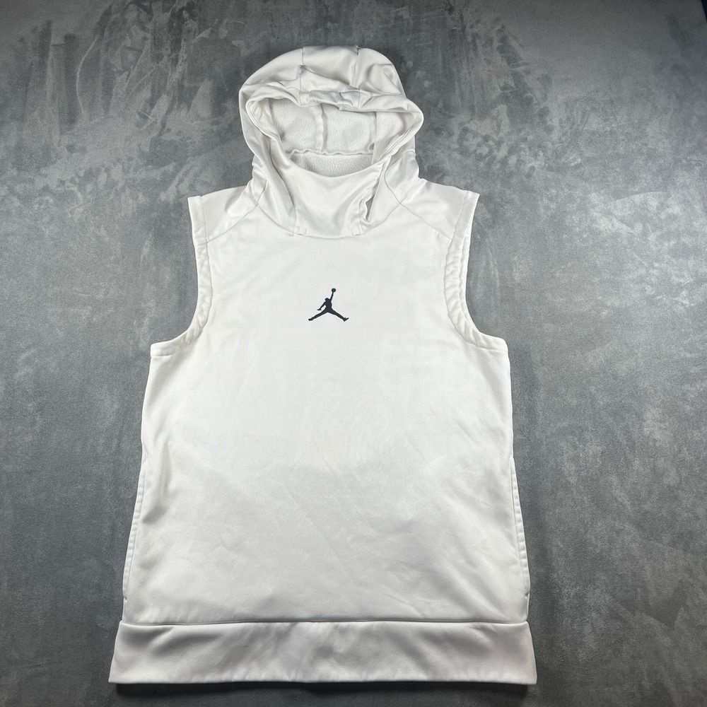 Jordan Mens Sleeveless Hoodie White Small Athletic Performance Pullover